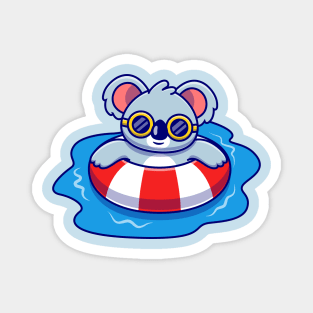 Cute Koala Swimming Summer Cartoon Magnet