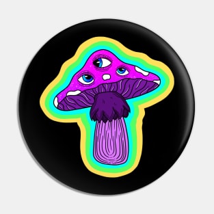 Blue Mushroom Sees All Pin