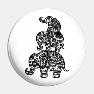 Elephant Family in Black Pin