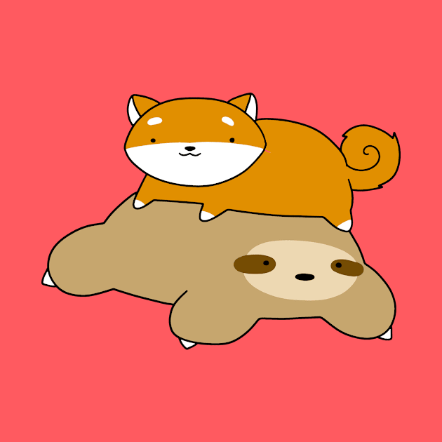 Little Shiba and Sloth by saradaboru