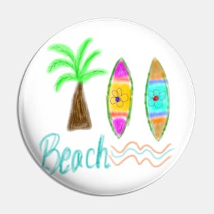 Beach life surfboard Pin