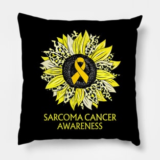 Leopard Sunflower Sarcoma Cancer Awareness Yellow Ribbon Pillow