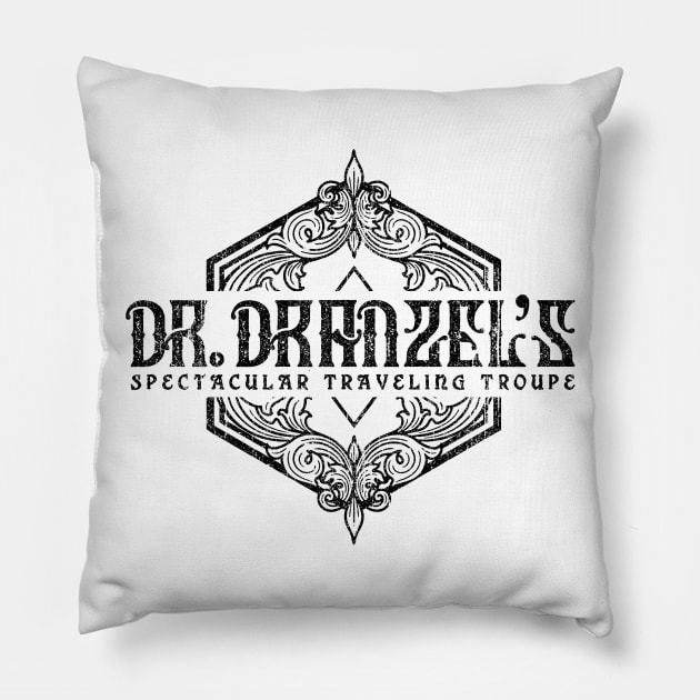 Dr. Dranzel's Spectacular Traveling Troupe (Variant) Pillow by huckblade
