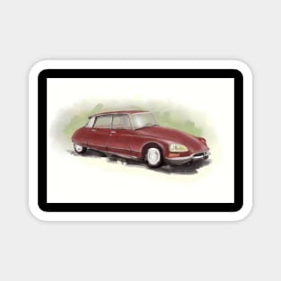 Classic Citroën DS2 Painting in Burgundy Red Magnet