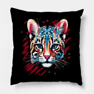 Patriotic Ocelot Pillow