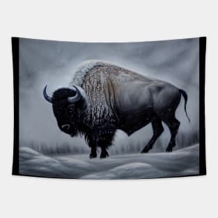 Bison in Snowstorm Tapestry