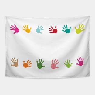 Colorful baby hand prints Tapestry