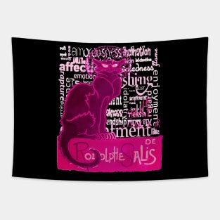 Le Chat D'Amour In Pink With Words of Love Tapestry