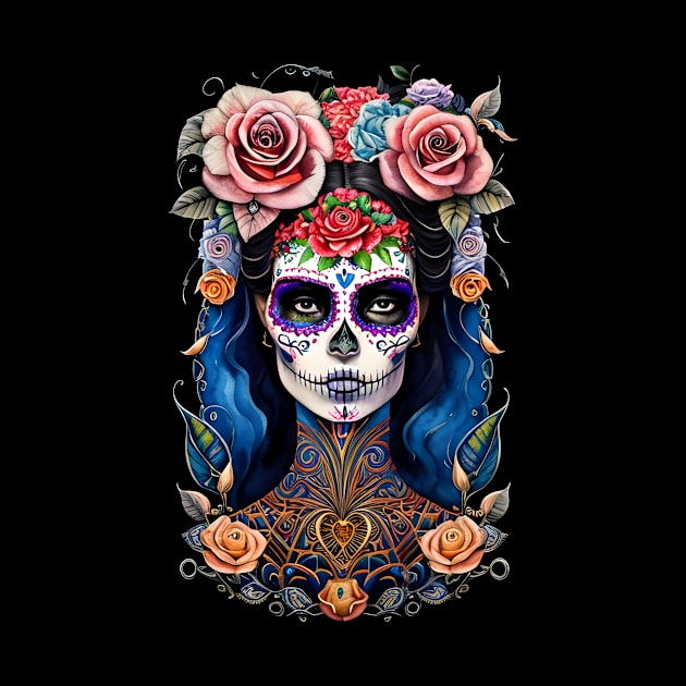 Sugar Skull Art -Woman in Gorgeous Skull Makeup by ImaginativeInkPOD