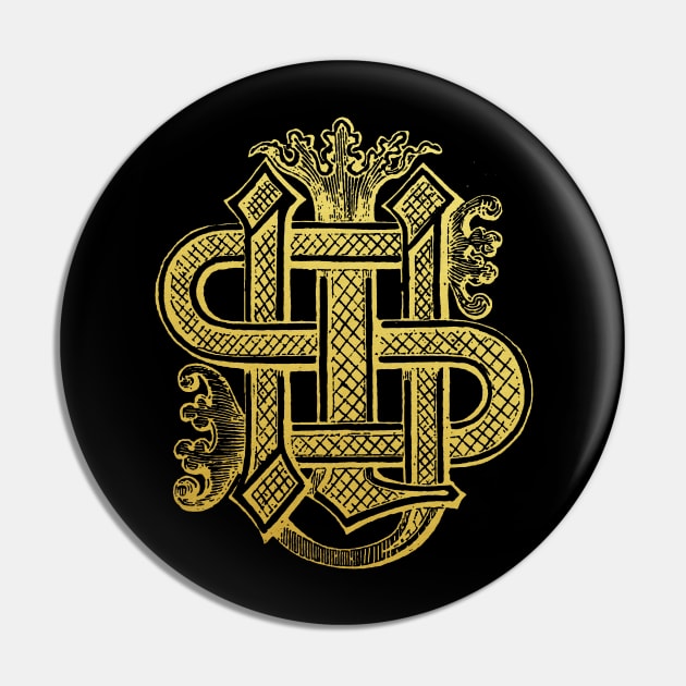 Victorian IHS Christogram Symbol Pin by Pixelchicken