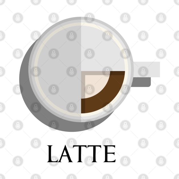 Hot latte coffee cup top view in flat design style by FOGSJ