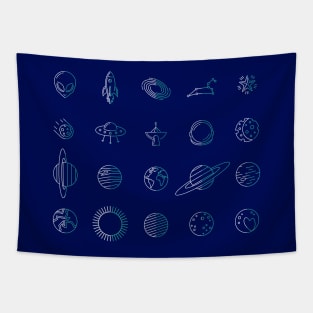 'Our Galaxy' Space Symbols Icons Tapestry