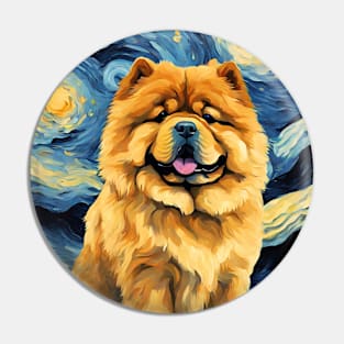 Chow Chow Dog Breed Painting in a Van Gogh Starry Night Art Style Pin