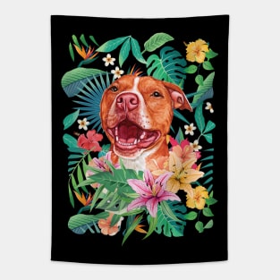 Tropical Red Pit Bull Pitbull 2 Tapestry