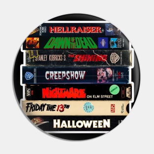 Vintage VHS Stack Horror Graphic Pin