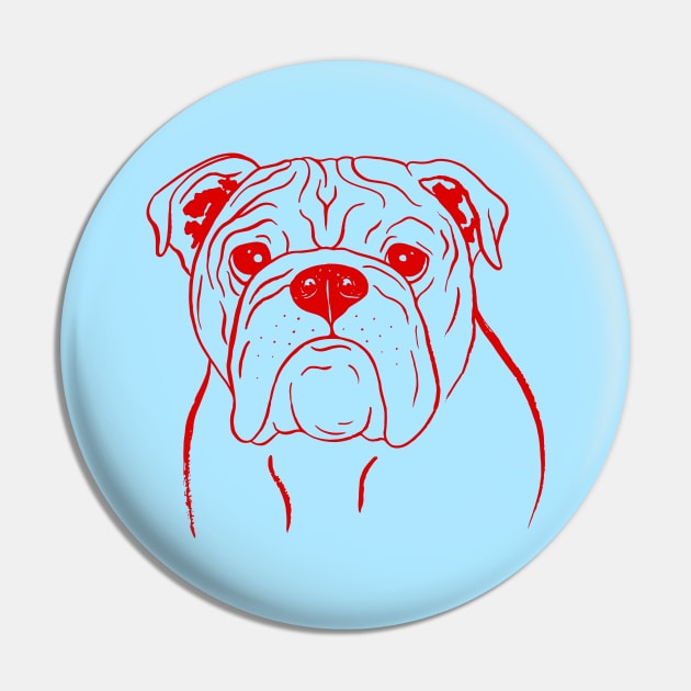 English Bulldog (Light Blue and Red) Pin by illucalliart