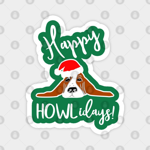 Happy Howlidays, santa paws Chrismtas dog sweater Magnet by FreckledBliss