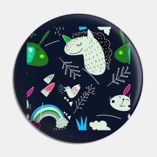 illustration pattern set of cute Animal Pin