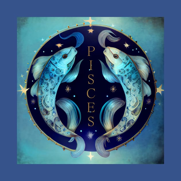 Zodiac Sign PISCES - Fantasy Illustration of astrology Pisces by KOTOdesign