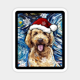 Goldendoodle Santa Magnet