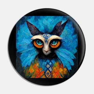 Siamese Cat With Owl Body Pin