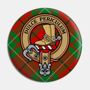 Clan MacAulay Crest over Tartan Pin