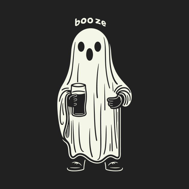 Booze || Funny Halloween Ghost by Mad Swell Designs