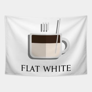 Hot flat white coffee front view in flat design style Tapestry