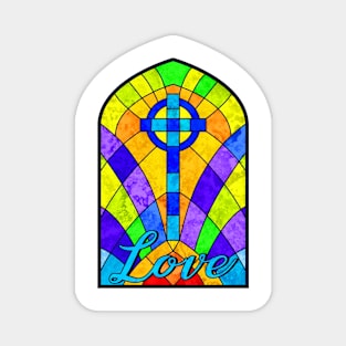 Love Christian Cross Stained Glass Magnet