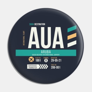 Aruba (AUA) Airport Code Baggage Tag Pin