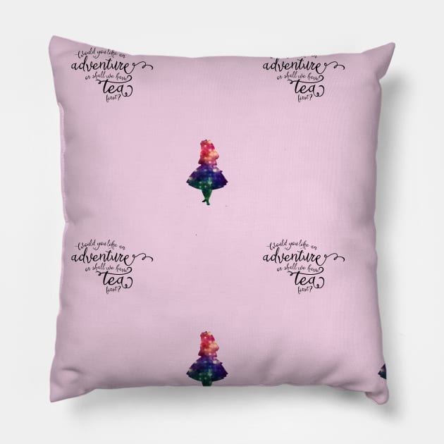 Alice in Wonderland - adventure or tea Pillow by peggieprints