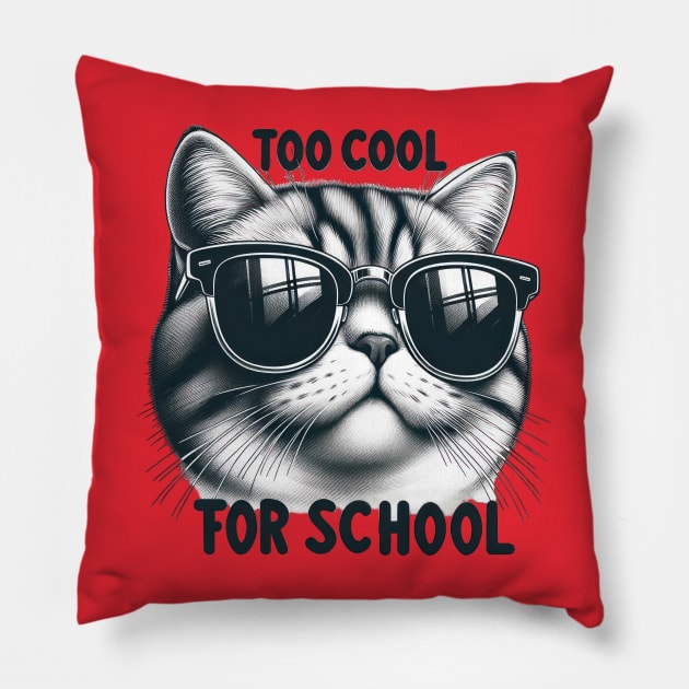 Too Cool For School Pillow by TooplesArt