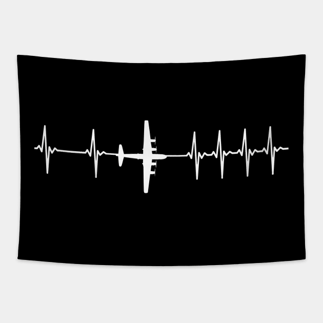 B-29 Super Fortress Heartbeat Tapestry by Dirty Custard Designs 