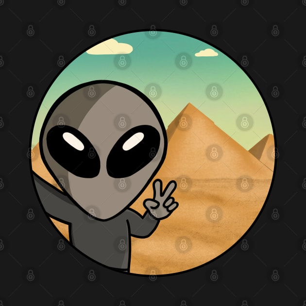 Gray Space Alien Pyramid Selfie - Version 2 by SpaceAlienTees