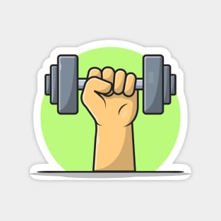 Hand Lifting Dumbbell Cartoon Vector Icon Illustration (3) Magnet