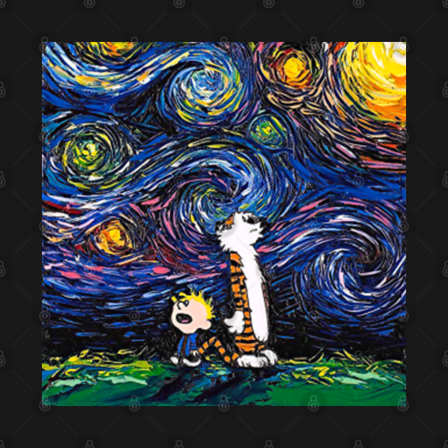 calvin and hobbes starry night t shirt