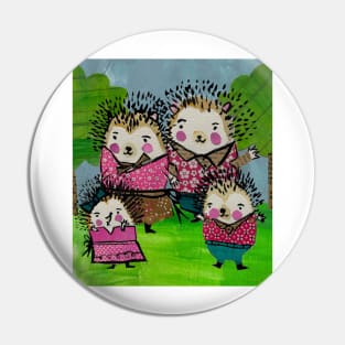 Hedgehog Family Pin