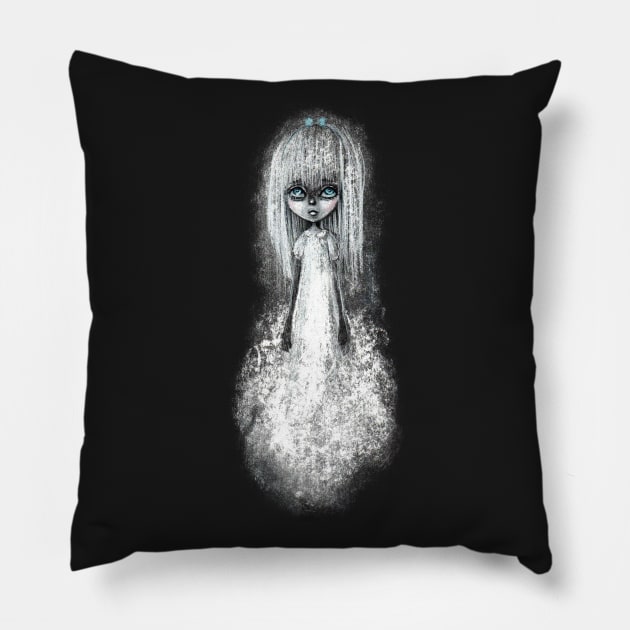 Ghost little girl Pillow by mapetitepoupee