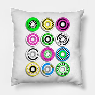 retro skate wheels on yellow Pillow