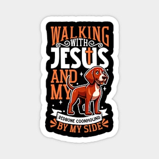 Jesus and dog - Redbone Coonhound Magnet