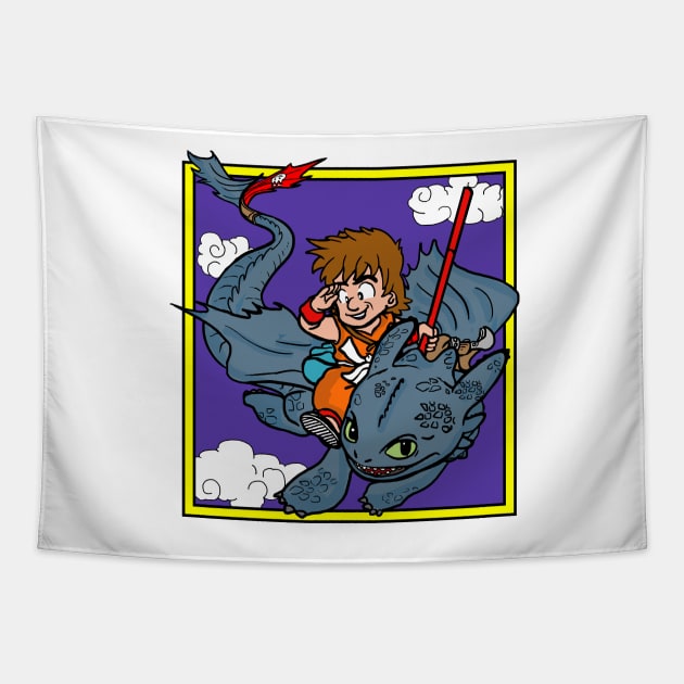 Toothless Dragon Ball Tapestry by VintageTeeShirt