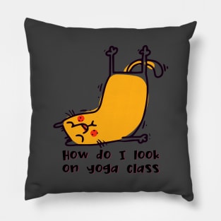 How do I look on yoga class funny yoga and cat drawing Pillow