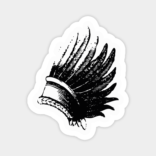 Black indian war bonnet Magnet by The Retro Black Store