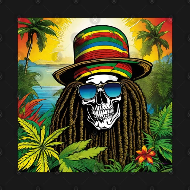 Reggae Music - Jamaican Stoner Skull 4 by Benito Del Ray