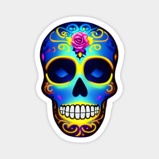 Retro Day of the Dead Skull Magnet