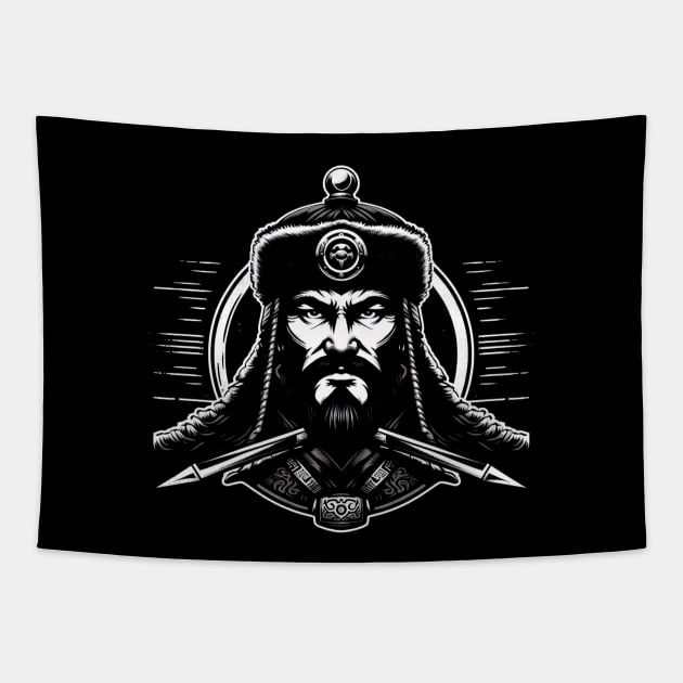 Temüjin's Legacy: Genghis Khan Graphic Art Tapestry by BattlegroundGuide.com