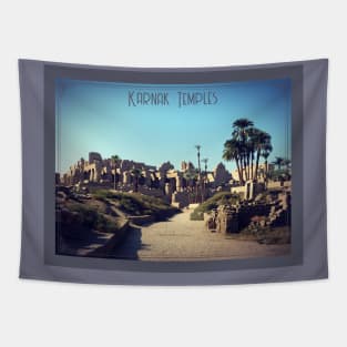 Temples de Karnak et palmiers, Egypte, photo vintage, look retro Tapestry