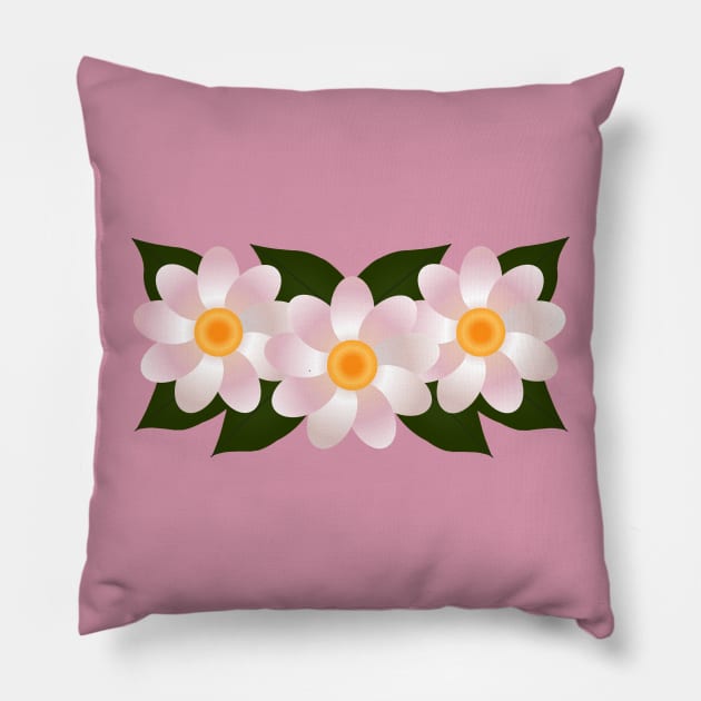 Three White Flowers Pillow by RawSunArt