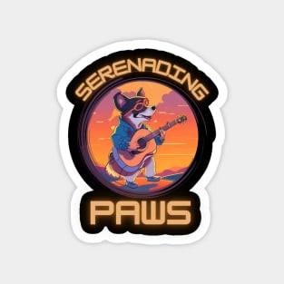 Serenading Dog: "Serenading Paws" Magnet