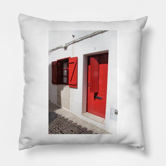 Algarve charm in red and white Pillow by WesternExposure